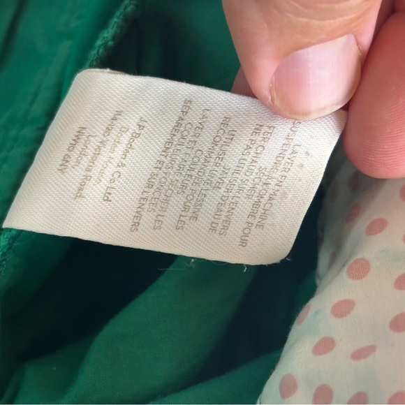 Boden Green Pants with Pink Polka Dot Lining 4 petite - Picture 7 of 11